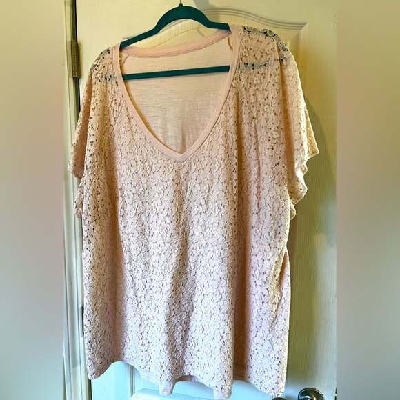Ava & Viv Peach Lace 4X Top - Picture 1 of 4